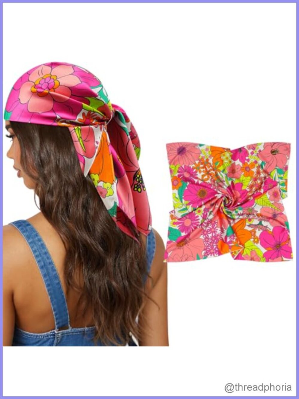 27.5" Satin Head Scarf Women Square Silk Hair Bandana Reversible Hair Wrap